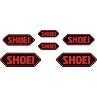 6x Naklejka na Kask z Logo SHOEI Emblemat Czarno-Czerwony Znaczek Nalepka