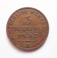 Prusy 3 pfenninge 1863 A