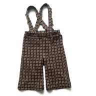 POLARN O. PYRET spodnie retro z szelkami kuloty w pepitę 86 cm