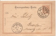 WROCLAW BRESLAU -karta korespondencyjna -obieg stempel 1894