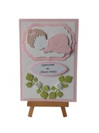 ZAPROSZENIA CHRZEST DZIECKO W SERWETCE C6 RÓŻ - BIEL