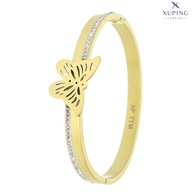 74061 Bransoletka sztywna złota stal chirurgiczna motyl cyrkonie