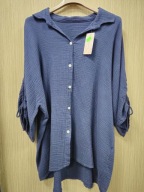 Bluzka, koszula granatowa muślin, bawełna Uni Italy !!!