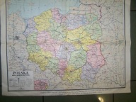 POLSKA (PRL) - MAPA ADMINISTRACYJNA Z 1970 ROKU.