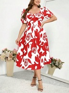 Okazja !_NOWA luksusowa WYSZCZUPLAJĄCA biało-czerwona SEXI sukienka r.46