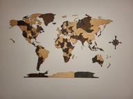 Mapa Świata 3D drewniana 150x90cm język polski 3 kolory, prezent