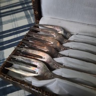 Vintage, Piękne srebrzone widelczyki do ciasta