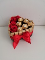 Box Serce Ferrero Rocher + róże prezent Walentynki rocznica Dzień Kobiet