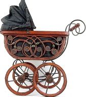 # WÓZEK dla LALEK - ZABYTKOWY, NOSTALGICZNY, RATANOWY