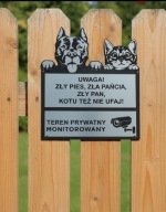 Tabliczka 2w1 uwaga pies amstaff + KOT + kamery duży wybór srebrna
