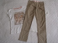 Piękne spodnie nowe 2 bluzki brązy roz 128