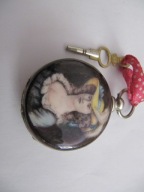 --Bialy Kruk Emaliowany Zegarek Kieszonkowy XIXw