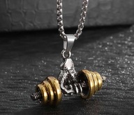 Naszyjnik Łańcuszek z Hantlą Sztangą Hantle Złote Siłownia Gym Rat Y2K