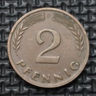 *NIEMCY [0206]*2 fenigi 1950 *D* Niemcy Zachodnie (RFN) Kłosy, Liście dębu