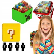 KLOCKI MAGNETYCZNE PIXELE 3D 180 SZTUK + 4 FIGURKI PUDEŁKO ZESTAW KLOCKÓW