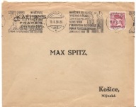 KALIA S. -koperta -stempel -sokolska wystawa 1938 rok CZECHOSŁOWACJA