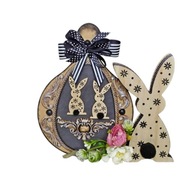 DEKORACJA ŚWIĄTECZNA Z ZAJĄCZKIEM stroik 22cm x 22cm No 2