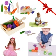 DREWNIANE OWOCE I WARZYWA DO ZABAWY DLA DZIECI DO KROJENIA RZEPY ZABAWKOWE