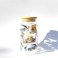 Szklanka z bambusową pokrywką i słomką 550 ml Kubuś Puchatek i przyjaciele