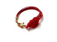BRANSOLETKA SUTASZ śliczna czerwona 100% hand made