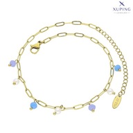 72268 Celebrytka bransoletka na nogę złota stal kolorowe koraliki
