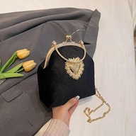 ELEGANCKA CZARNA TOREBKA NA BIGIEL VINTAGE MODNA złocona crossbody ANIME