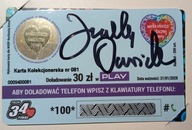 Kolekcjonerska Karta Telefoniczna Play z autografem Jurka Owsiaka