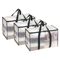 Zestaw 3 toreb przechowawczych przezroczysty front duża pojemność