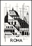 A2 PLAKAT RZYM ROMA WŁOCHY, KOLOSEUM KAPLICA SYKSTYŃSKA, STYL GEOMETRYCZNY