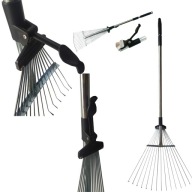 GRABIE DO LIŚCI DO TRAWY METALOWE REGULOWANE RĄCZKA TELESKOP 15 ZĘBÓW 52CM
