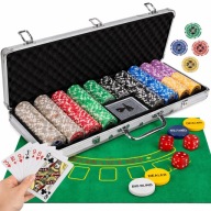 ZESTAW DO POKERA 500 ŻETONÓW WALIZKA POKER KARTY TEXAS ŻETONY KOSTKI MOCNY