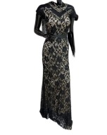 Sukienka koronkowa maxi na wesele, impreze bal czarno-beżowa r. małe 36