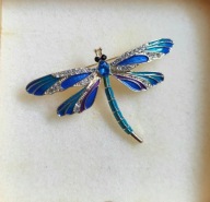 Broszka Cudowna Kolorowa Ważka Tęczowa Niebieska Turkus Ozdoba Prezent