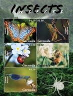 Grenada 2021 Znaczki Ark 8015-9 ** owady motyle biedronki