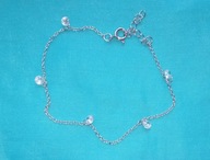 Bransoleta srebrna z wiszącymi cyrkoniami