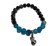 Bransoletka na gumce handmade kotek 16 cm rękodzieło