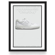 Plakat New Balance 550 White/Grey (Czarna/Biała Ramka)