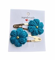 Spinki spineczki do włosów szydełkowy kwiatek 2 szt.