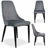 KRZESŁO WELUROWE LOFTOWE WYSOKIE OPARCIE NOWOCZESNE TAPICEROWANE GRAFITOWE