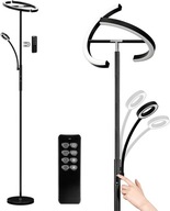 Lampa stojąca podłogowa LED 20W + 7W możliwość ściemniania 175cm czarna