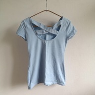 Bluzka damska top T-shirt z odkrytymi plecami By Dimli 36 błękitna (243)