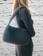 MAMAJASTUDIO Mała torebka na ramię, grafitowa torba .