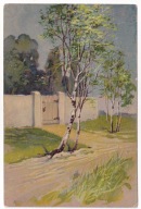 Brzozy przy drodze ok.1905r. LITOGRAFIA Tłoczona