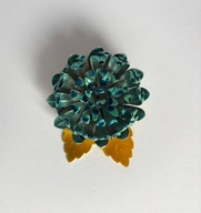 vintage broszka kwiat emaliowana z liściem lata 60 PREZENT