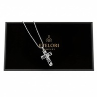 Naszyjnik Krzyż z Jezusem ze stali nierdzewnej – srebrny, unisex, 60 cm