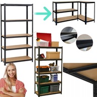 REGAŁ METALOWY MAGAZYNOWY CZARNY GARAŻOWY 150x75x30 PÓŁKI SOLIDNY PIWNICA