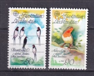 LIECHTENSTEIN** EUROPA, ptaki, jaskółki, rudzik Mi 893-94