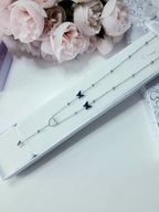 Naszyjnik celebrytka MOTYL, Stal chirurgiczna, masa perłowa 50cm