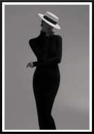 A2 PLAKAT CZARNO -BIAŁY GLAMOUR KOBIETA W KAPELUSZU ELEGANCKI NOWOCZESNY 5