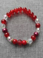 ŚLICZNA BRANSOLETKA CRACKLE OPALIZUJĄCE KORALIKI PERŁY SZKŁO - WALENTYNKI!